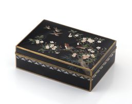 A Japanese cloisonné enamel covered box, Inaba Cloisonné Company, Kyoto, circa 1950