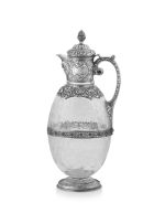 A Victorian silver-mounted glass claret jug, Charles Edwards, London, 1890