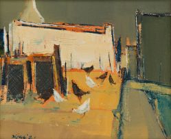 Mel Brigg; Yard with Chickens; Group of Cottages, two
