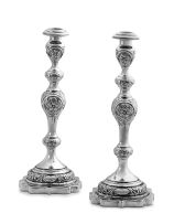 A pair of George V silver Judaica candlesticks, maker’s initials ‘M.S’, London, 1913