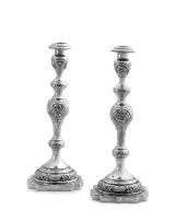A pair of George V silver Judaica candlesticks, maker’s initials ‘M.S’, London, 1913