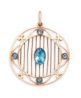 Edwardian rose gold and aquamarine pendant, Murrle, Bennett & Co, 1896-1914