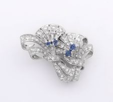 Diamond and sapphire brooch