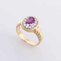 Ruby, diamond and gold ring