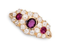 Victorian ruby and diamond cluster ring