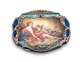 An Italian silver and enamel compact, possibly Ottavio Spinelli, 20th century