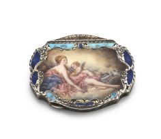An Italian silver and enamel compact, possibly Ottavio Spinelli, 20th century
