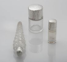 A Victorian silver-mounted glass scent bottle, C C May & Sons, Birmingham, date letter worn