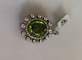 Victorian peridot and diamond brooch/pendant