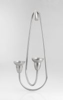 A Georg Jensen stainless steel two-light ‘Swing’ wall-mounted candleholder, designed by Jens Jensen, 2002