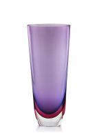 A Seguso clear, purple and crimson sommerso glass vase, Murano, 1960s