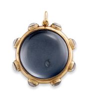 Victorian quartz crystal and gold pendant