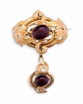 Victorian carbuncle garnet brooch/pendant
