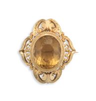 Victorian citrine and gold brooch/pendant