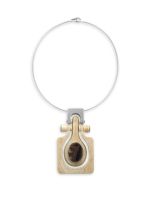Boar's tusk and stainless steel mounted pendant/necklace, Kenneth Bakker, 1978