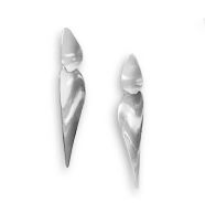 Pair of Georg Jensen silver earrings, No 128A, designed by Nanna Ditzel, Denmark, .925 Sterling, 1970s