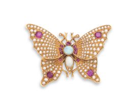 Gem-set butterfly brooch