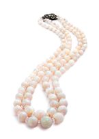 Victorian two-strand opal and rock crystal bead necklace