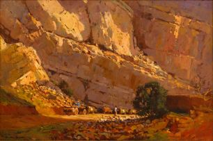 Adriaan Boshoff; Cattle and Wagon in Landscape