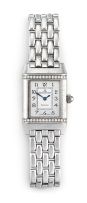 Lady's stainless steel and diamond Reverso Florale Jaeger-LeCoultre wristwatch, Ref. 265808
