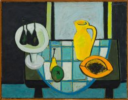 Erik Laubscher; Still Life with Papaya, recto; Still Life with Lemons, verso