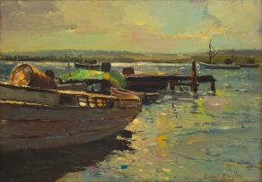 Errol Boyley; Boats Moored alongside a Jetty