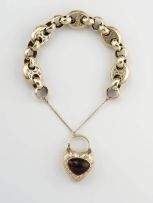Victorian gold and garnet carbuncle bracelet