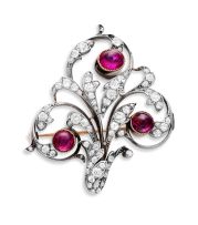 Victorian ruby and diamond brooch