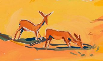 Walter Battiss; Landscape with Antelope