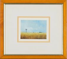 Christopher Haskins; Farm Scene; Landscape with Windmill, two