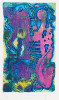Minnie Fry; Abstract in Pink and Purple; Abstract in Green and Blue