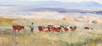 Christopher Tugwell; Landscape with Herders and Cattle