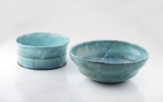 A Linn Ware green and turquoise-glazed bowl