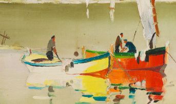 Cecil Rochfort D'Oyly-John; Mediterranean Scene with Boats