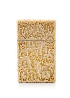 A Chinese ivory card case, Canton, Qing Dynasty, 19th century