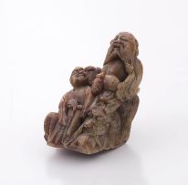 A Chinese soapstone carving of a deity, 20th century