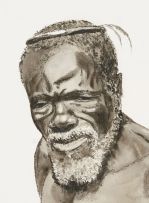 Gerard Bhengu; Portrait of Old Man with Head-ring