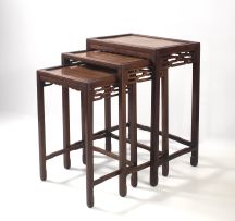 A nest of three Chinese hardwood tables, early 20th century