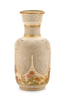 A Japanese carved Satsuma vase, late Meiji period (1868-1912)