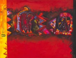 Osiah Masekoameng; Abstract in Red and Black