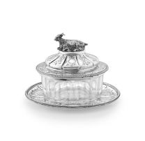 A Victorian silver and glass butter dish, Daniel & Charles Houle, London, 1863