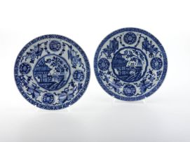 A pair of Chinese blue and white plates, Qing Dynasty, 18th / 19th century