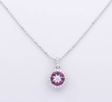 Ruby and diamond 18ct white gold pendant