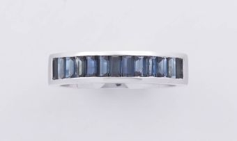 Sapphire and 18ct white gold half-eternity ring