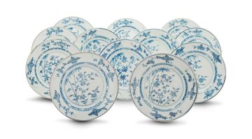 A set of twelve Chinese Export blue and white plates, Qianlong period (1735-1796)