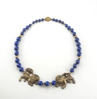 Lapis lazuli and silver-gilt necklace