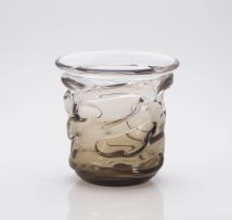 A Charles Schneider cognac-coloured glass vase, Cordée series, 1930s
