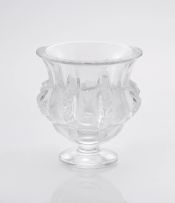 A frosted and clear glass vase, after Lalique, modern