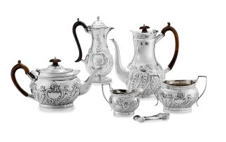 An Edward VII five-piece silver tea service, Charles Stuart Harris, London, 1899-1901