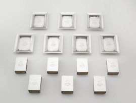 A set of seven Tiffany & Co silver match boxes, .925 sterling